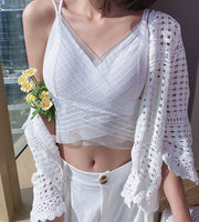 ブラトップ ハーフキャミ レディース ショート丈 ノンワイヤー 3／4カップ 脇高 インナー 美背中 シースルー セクシー 春夏