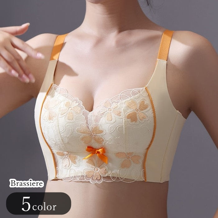 フルカップブラ 温感ブラ ブラジャー レディース 女性 インナー 下着 幅広 立体的 レース リボン 5段ホック 4列ホック 花柄 フラワー ブラック レッド オフホワイト カジュアル かわいい キュート ガーリー おしゃれ