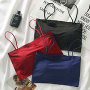 ハーフトップブラ ノンワイヤー ブラジャー レディース 女性 インナー 下着 キャミソール カップ付き シームレス ストライプ シンプル 見せブラ