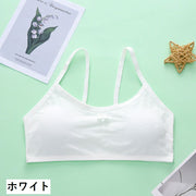 ジュニアブラ ファーストブラ ハーフトップブラ カップ付き キッズ 女の子 インナー 下着 ノンワイヤー ミニリボン シンプル 小学生 中学生 女子