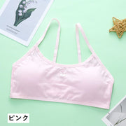 ジュニアブラ ファーストブラ ハーフトップブラ カップ付き キッズ 女の子 インナー 下着 ノンワイヤー ミニリボン シンプル 小学生 中学生 女子