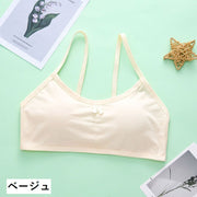 ジュニアブラ ファーストブラ ハーフトップブラ カップ付き キッズ 女の子 インナー 下着 ノンワイヤー ミニリボン シンプル 小学生 中学生 女子