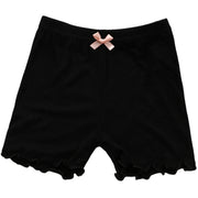 ペチパンツ オーバーパンツ タップパンツ 女の子 キッズ 子供用 ジュニア インナーボトムス 無地 メロウフリル リボン チラ見え防止 安全ショーツ 下着 肌着 定番 シンプル 可愛い 透け防止 部屋着 ガールズ 女児 黒 グレー 白 紫 ピンク