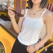 キャミソール レディース 接触冷感 ノースリーブカットソー 胸元レース デコルテ見せ チラ見え防止 美背中 スリム シンプル無地