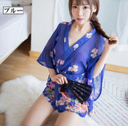 セクシーランジェリー レディース 3点セット 浴衣 帯 Tバックショーツ 花柄 ピンク 黒 青 シースルー セクシー浴衣 着物 大人 セクシー下着 女性下着 仮装 衣装 可愛い