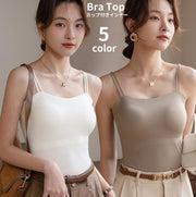 ブラトップ カップ付きインナー キャミソール レディース 女性 下着 ノンワイヤー ブラ一体型 キャミブラ 楽ちん 婦人服 プルオーバー シンプル ストレスフリー