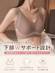 ブラジャー レディース ノンワイヤー フルカップ 同色2枚セット 脇肉補正 シームレス 薄手 大きいサイズ 小さく見せる インナー 下着 普段使い すっきり