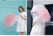 折りたたみビニール傘 レディース ファッション小物 クリア 桜 花柄 フラワー 透明 おしゃれ かわいい カラフル パイピング 三つ折り コンパクト パステル