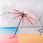 折りたたみ傘 レディース 女性 大人用 手動式 3段折り 透明タイプ 8本骨 雨傘 花柄 サクラ柄 携帯用 折り畳み 持ち運び 通勤 通学 買い物 お出掛け