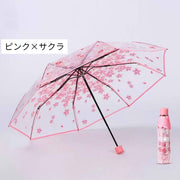 折りたたみ傘 レディース 女性 大人用 手動式 3段折り 透明タイプ 8本骨 雨傘 花柄 サクラ柄 携帯用 折り畳み 持ち運び 通勤 通学 買い物 お出掛け