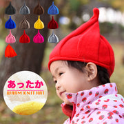 あったかボア入りニット帽 キッズ とんがり くるくる つんつん 帽子 男の子 女の子 ベビー 防寒 BOY GIRL 赤ちゃん