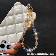 ハンドストラップ リストストラップ スマホストラップ バッグチャーム キーホルダー キーリング レディース 女性 ファッション雑貨 スマホ関連雑貨 スマホ用アクセサリー ビーズ 蝶 ちょうちょ フェミニン ガーリー 華やか 可愛い キュート おしゃれ