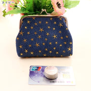 がま口財布 小銭入れ コインケース レディース 女性 メンズ 男性 お財布 サイフ ウォレット コンパクト 小さめ デニム地 総柄 星 スター シンプル カジュアル 可愛い キュート ポップ おしゃれ