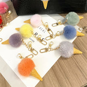 バッグチャーム キーホルダー レディース 女性 婦人 ガールズ 学生 ふわふわ アイスクリーム コーン バッグアクセサリー かわいい おしゃれ