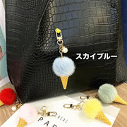 バッグチャーム キーホルダー レディース 女性 婦人 ガールズ 学生 ふわふわ アイスクリーム コーン バッグアクセサリー かわいい おしゃれ