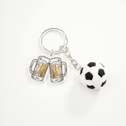 キーホルダー キーリング サッカーボール スポーツ お酒 ビール メンズ 乾杯 ユニーク お揃い プレゼント ギフト ファッション小物 おしゃれ