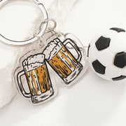 キーホルダー キーリング サッカーボール スポーツ お酒 ビール メンズ 乾杯 ユニーク お揃い プレゼント ギフト ファッション小物 おしゃれ