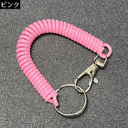 スパイラルコード 10本組 スマホストラップ キーホルダー 紛失防止 落下防止 伸びる 多機能 アウトドア フィッシング 釣り ナスカン付き