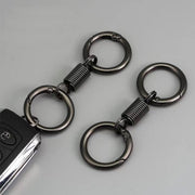 キーホルダー キーリング 金属製 ダブルリング フック スプリング バネ コイル スマートキー 鍵 車 バイク 自転車 紛失防止 おしゃれ かっこいい