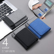 財布 三つ折り ミニ財布 お財布 ウォレット カード収納 カード入れ お札入れ スナップボタン メンズ 男性 カードケース コンパクト ツートンカラー 大容量 カジュアル おしゃれ シンプル プレゼント ギフト 灰 黒 青