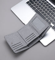 財布 三つ折り ミニ財布 お財布 ウォレット カード収納 カード入れ お札入れ スナップボタン メンズ 男性 カードケース コンパクト ツートンカラー 大容量 カジュアル おしゃれ シンプル プレゼント ギフト 灰 黒 青
