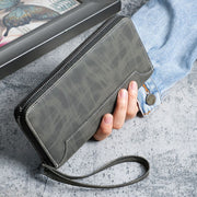 長財布 財布 メンズ 男性 紳士 カード入れ ストラップ付き カードケース お札入れ スマホ入れ フェイクレザー レザー調 柄 クラッチバッグ 小銭入れ ファスナー おしゃれ かっこいい