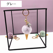 キーホルダー バッグチャーム キーリング 鍵 カギ バッグ用アクセサリー 雑貨 レディース アイス風 ぽんぽん ふわふわ フェイクファー ハート 可愛い キュート おしゃれ