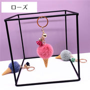 キーホルダー バッグチャーム キーリング 鍵 カギ バッグ用アクセサリー 雑貨 レディース アイス風 ぽんぽん ふわふわ フェイクファー ハート 可愛い キュート おしゃれ