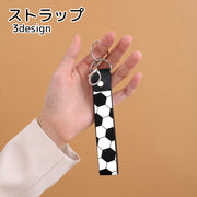 ストラップ キーホルダー スポーティー サッカー バスケ ラグビー フェイクレザー シンプル 太め おしゃれ かっこいい
