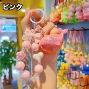 キーホルダー キーリング バッグチャーム レディース 女性用 クジラ ビーズ おしゃれ かわいい キーチャーム ギフト プレゼント 贈り物 キュート ガーリー 大人女子