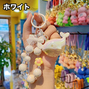 キーホルダー キーリング バッグチャーム レディース 女性用 クジラ ビーズ おしゃれ かわいい キーチャーム ギフト プレゼント 贈り物 キュート ガーリー 大人女子