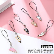 スマホストラップ キーホルダー バッグチャーム 猫 ネコ シンプル お洒落 可愛い 目印 スマートフォン カメラ デジカメ