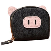 カードケース じゃばら式 ミニ財布 カード入れ お札入れ コンパクト ジャバラ 蛇腹 レディース 女性 フェイクレザー レザー調 ファスナー ぶた 豚 ブタ ユニーク かわいい