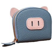 カードケース じゃばら式 ミニ財布 カード入れ お札入れ コンパクト ジャバラ 蛇腹 レディース 女性 フェイクレザー レザー調 ファスナー ぶた 豚 ブタ ユニーク かわいい