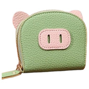 カードケース じゃばら式 ミニ財布 カード入れ お札入れ コンパクト ジャバラ 蛇腹 レディース 女性 フェイクレザー レザー調 ファスナー ぶた 豚 ブタ ユニーク かわいい