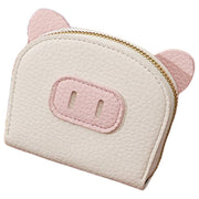 カードケース じゃばら式 ミニ財布 カード入れ お札入れ コンパクト ジャバラ 蛇腹 レディース 女性 フェイクレザー レザー調 ファスナー ぶた 豚 ブタ ユニーク かわいい
