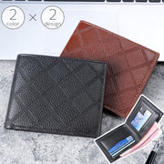 財布 ウォレット 二つ折り カード入れ 小銭入れ お札入れ コインケース メンズ 男性 フェイクレザー レザー調 高級感 黒 茶 ブラック ブラウン
