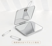 コンパクトミラー 手鏡 両面鏡 マグネット開閉 化粧鏡 化粧直し 持ち運び 2面鏡 携帯 シンプル 折り畳み ハンドミラー 小型 薄型 身だしなみ