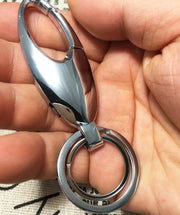 キーホルダー キーリング カラビナキーホルダー メンズ 男性 紳士 ダブルリング カラビナフック 車 鍵 キー おしゃれ シンプル 男女兼用