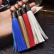 キーホルダー キーリング バッグチャーム 丸型カラビナ付き タッセル ロング PUレザー おしゃれ プレゼント ギフト 贈り物