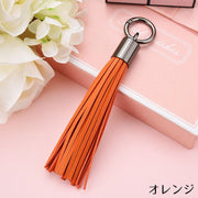 キーホルダー キーリング バッグチャーム 丸型カラビナ付き タッセル ロング PUレザー おしゃれ プレゼント ギフト 贈り物