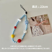 スマホストラップ 23cm ハンドストラップ レディース ビーズ スマートフォン 雲 かわいい おしゃれ カジュアル ポップ ユニーク 女子 大人女子 女性 携帯 持ち運び ポータブル
