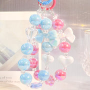 バッグチャーム キーホルダー バッグ用アクセサリー スマホストラップ ピーズ お花 ハート リボン 汎用 カラフル 可愛い おしゃれ ローズ 紫 緑 白 ピンク 青
