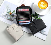 カードケース ミニ財布 レディース PUレザー じゃばら 大容量 RFID スキミング防止 磁気防止 ゾウ 象 可愛い 小銭入れ