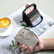 カードケース ミニ財布 レディース PUレザー じゃばら 大容量 RFID スキミング防止 磁気防止 ゾウ 象 可愛い 小銭入れ