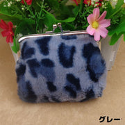 コインケース 小銭入れ がま口財布 レディース エコファー ふわふわ ヒョウ柄 ミニ財布 ミニウォレット 小物入れ コンパクト