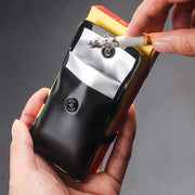 携帯灰皿 ソフトタイプ バンド付き ポケット灰皿 ハンディサイズ 吸い殻入れ 薄型 持ち運び スクエア ボタン 喫煙マナー たばこ タバコ 煙草用品 ブラック 黒