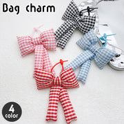 バッグチャーム キーホルダー 単品 1個 リボン ギンガムチェック レディース バッグ用アクセサリー りぼん キーリング ナスカン おしゃれ かわいい ガーリー キュート 女子 女の子 女性用