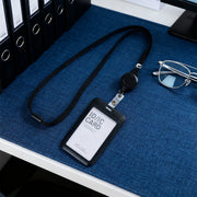 パスケース IDカードホルダー リール付き ネックストラップ 社員証ケース 伸縮式 縦型 タテ型 伸縮リール 首掛け 社員証ケース 通行証 名札ホルダー オフィス 病院 スライド式 定期入れ