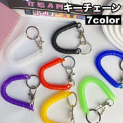 キーチェーン キーホルダー スプリングコード シンプル カジュアル ポップ 使いやすい 便利 紛失防止 落下防止 ファッション雑貨